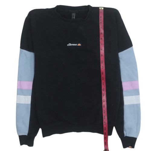 Ellesse Womens Black Colourblock Crew Neck Pullover Sweatshirt UK 10