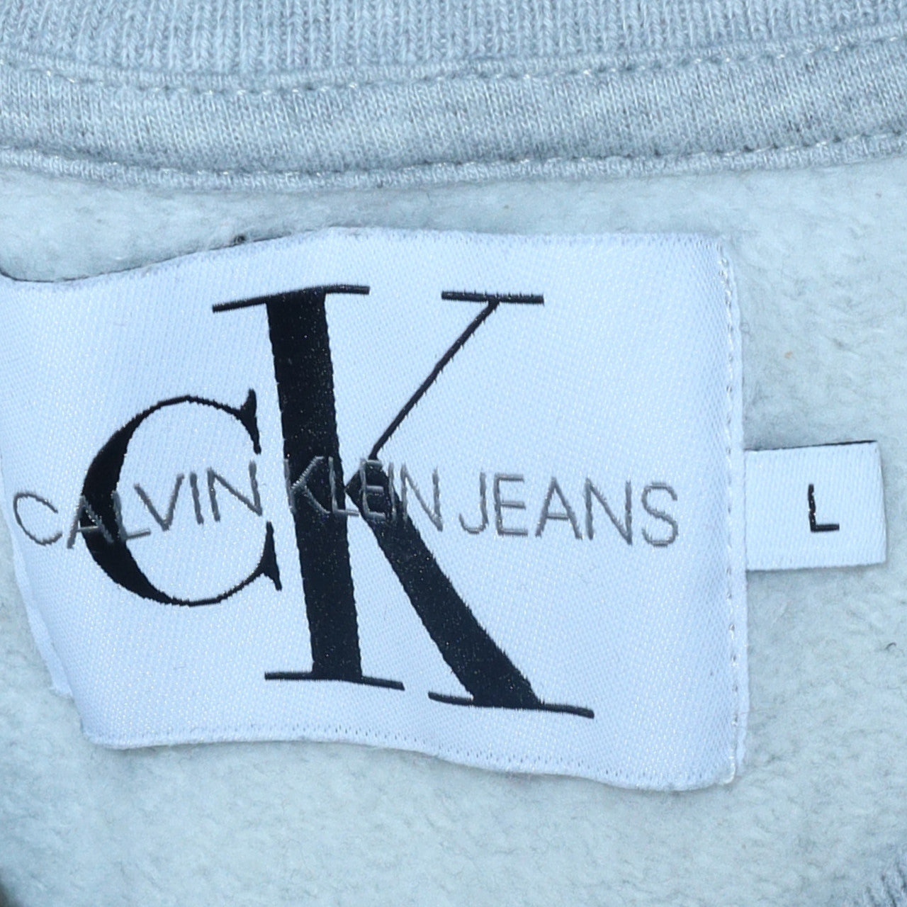 Calvin Klein Jeans Men's Grey Logo Sweatshirt L Pullover Crew Neck