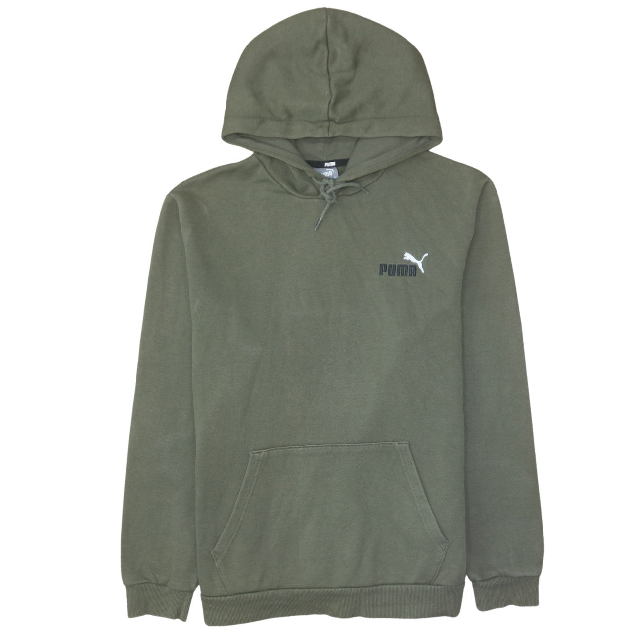 Puma Men’s Green Pullover Hoodie Size L Logo Fleece Sweatshirt