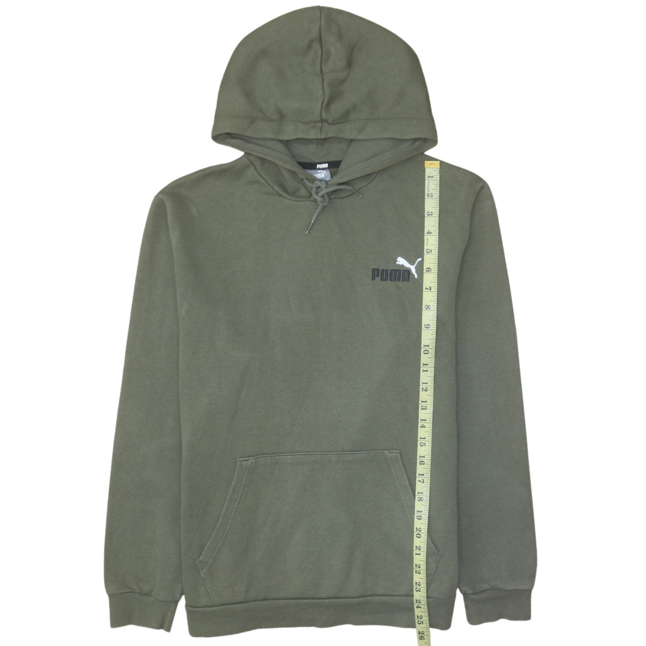 Puma Men’s Green Pullover Hoodie Size L Logo Fleece Sweatshirt