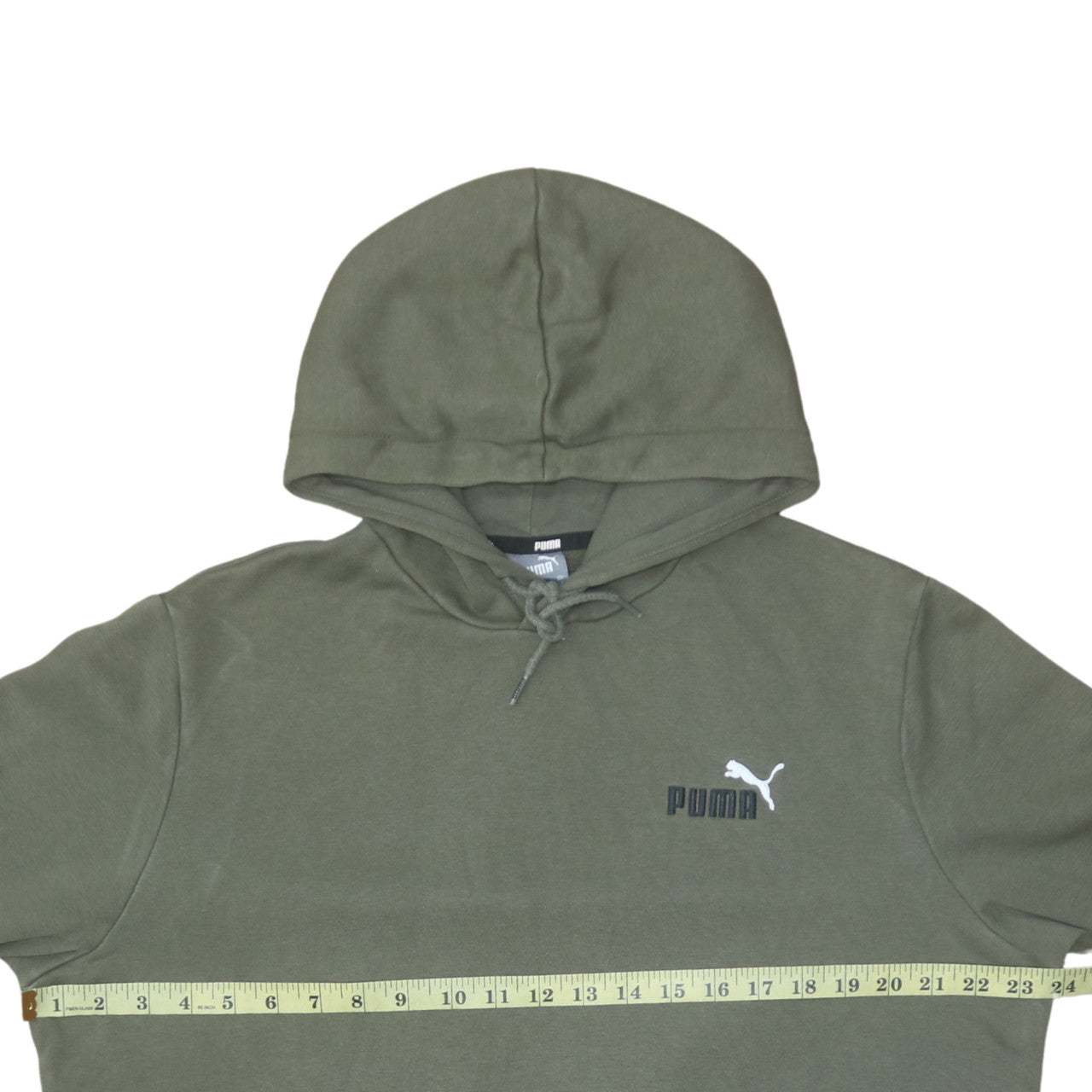 Puma Men’s Green Pullover Hoodie Size L Logo Fleece Sweatshirt