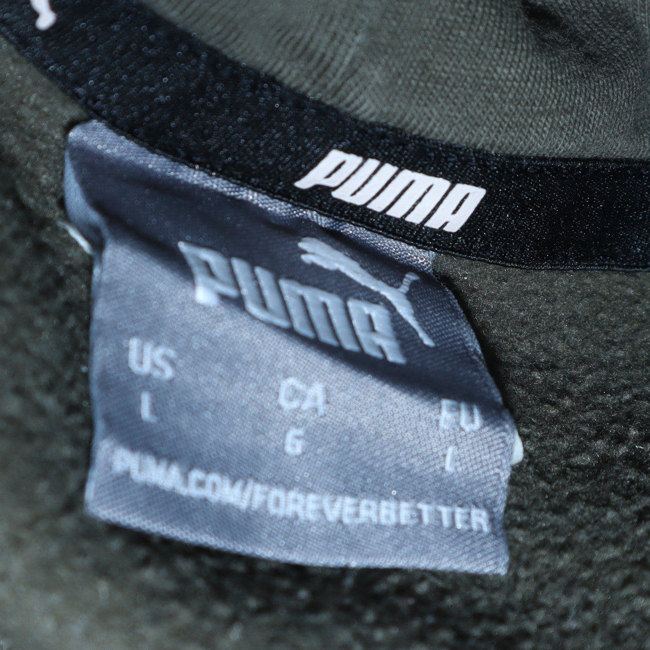 Puma Men’s Green Pullover Hoodie Size L Logo Fleece Sweatshirt
