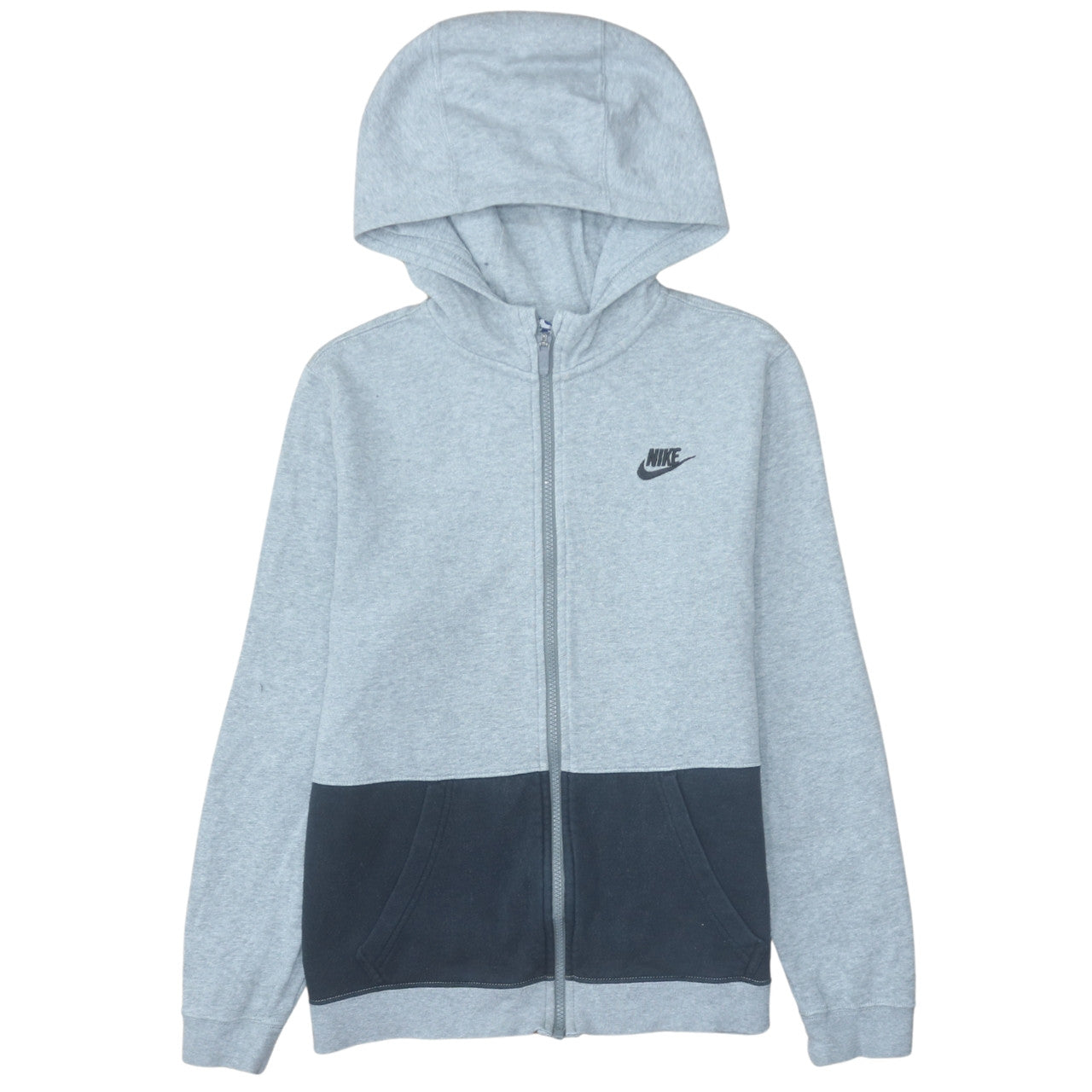 Nike Boys Grey Colourblock Full Zip Hoodie XL 13-15 Years Fleece