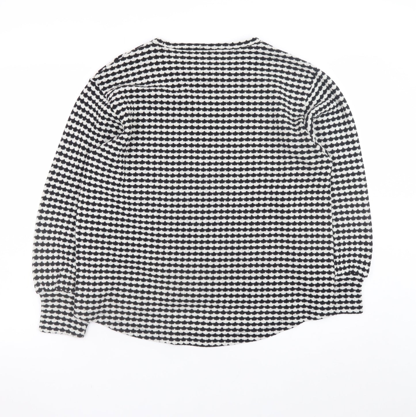 Oasis Women's Black & White Geometric Knit Long Sleeve Pullover Jumper Size S