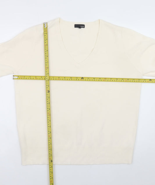 Next Men's Ivory V-Neck Acrylic Knit Jumper L