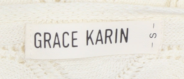 Grace Karin Women’s Ivory Open-Knit Shrug S Lightweight Viscose