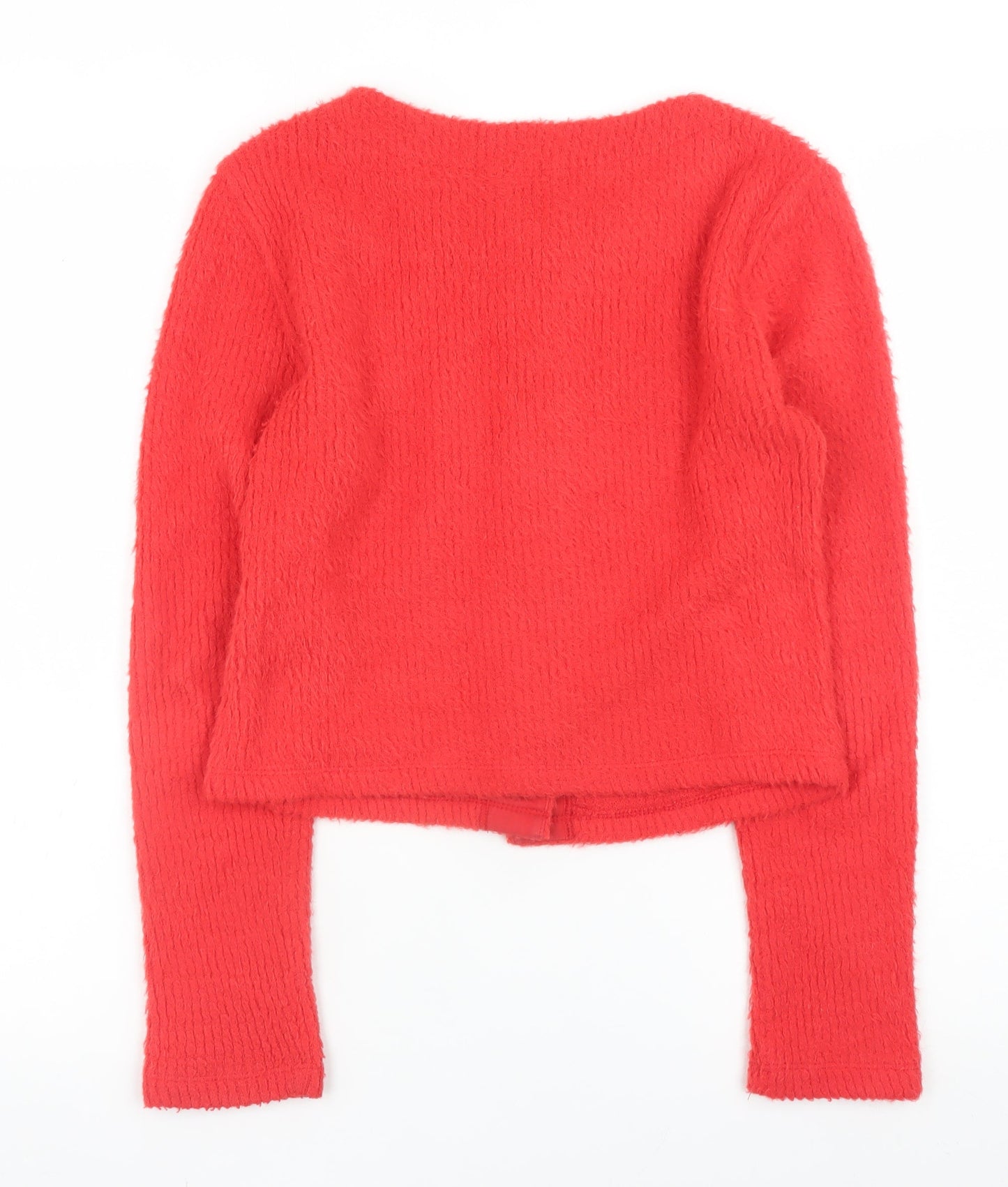 ASOS DESIGN Women Red S Crew Neck Button Cardigan