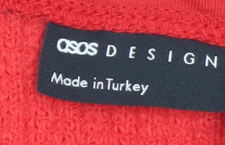 ASOS DESIGN Women Red S Crew Neck Button Cardigan