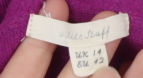 White Stuff Women's Purple Merino Wool Blend Pullover Jumper Size 14