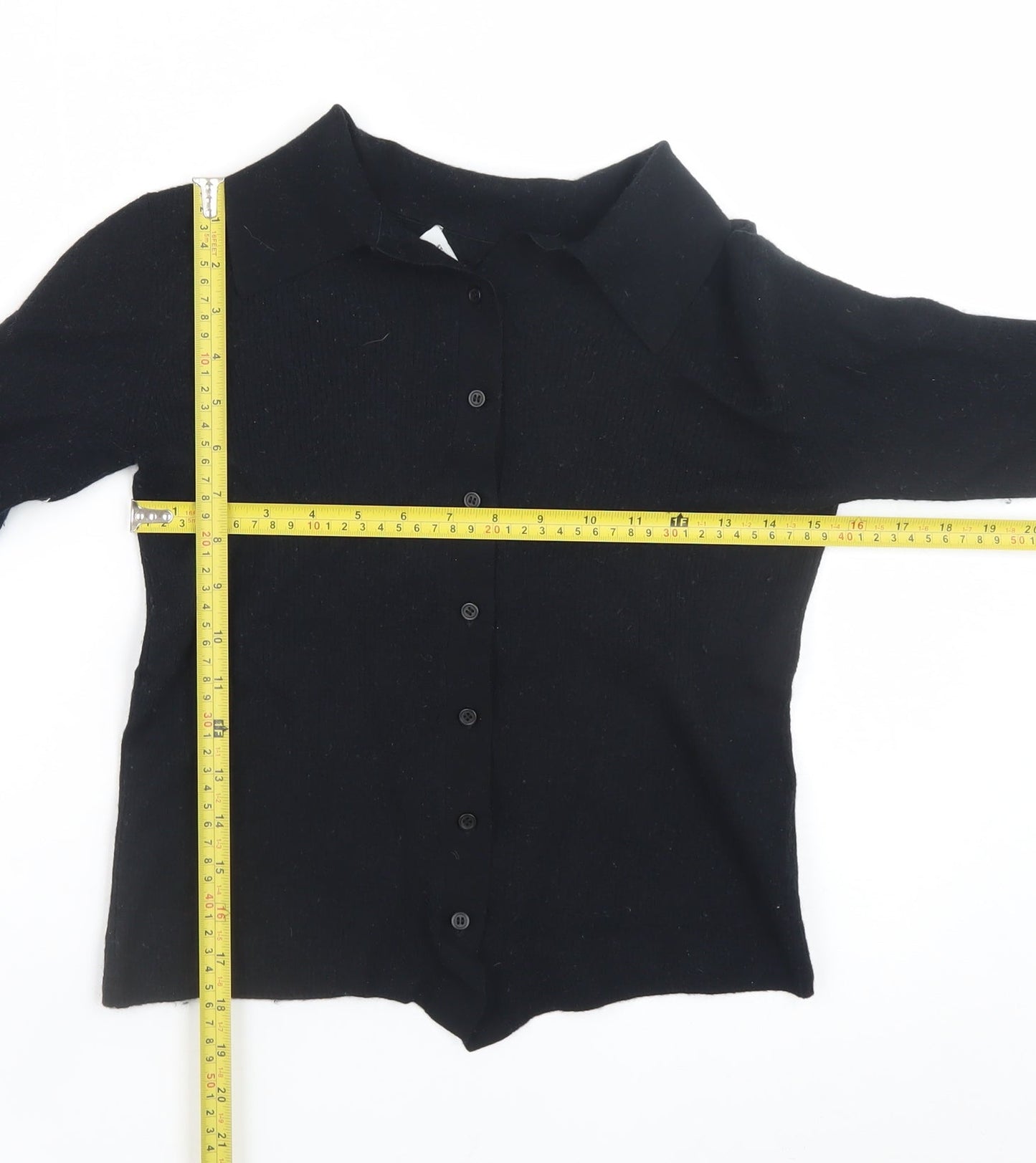 & Other Stories Women Black Wool Collared Button Cardigan Size S