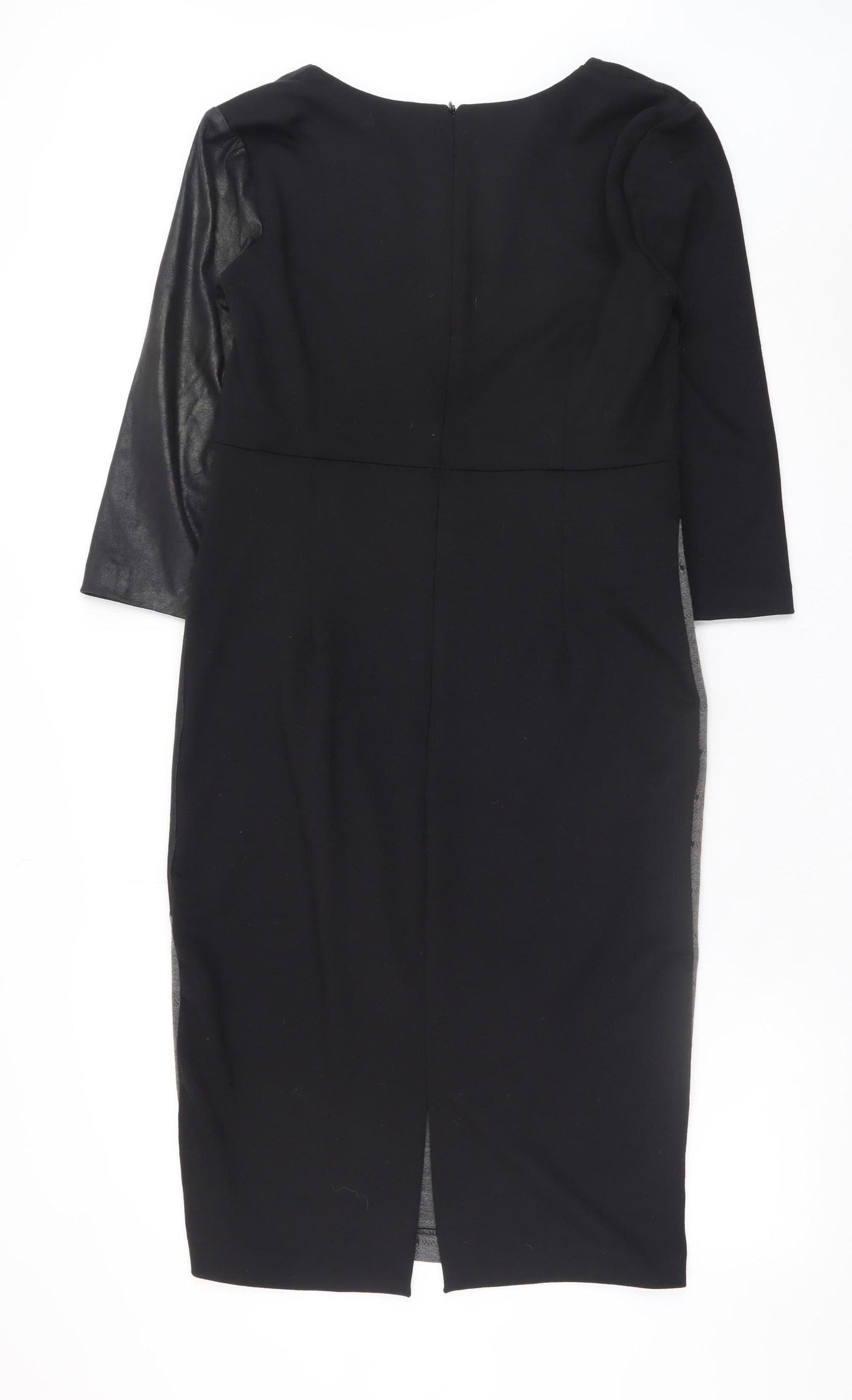 James Lakeland Women’s Black Sheath Dress Size 12 V-Neck Stretch