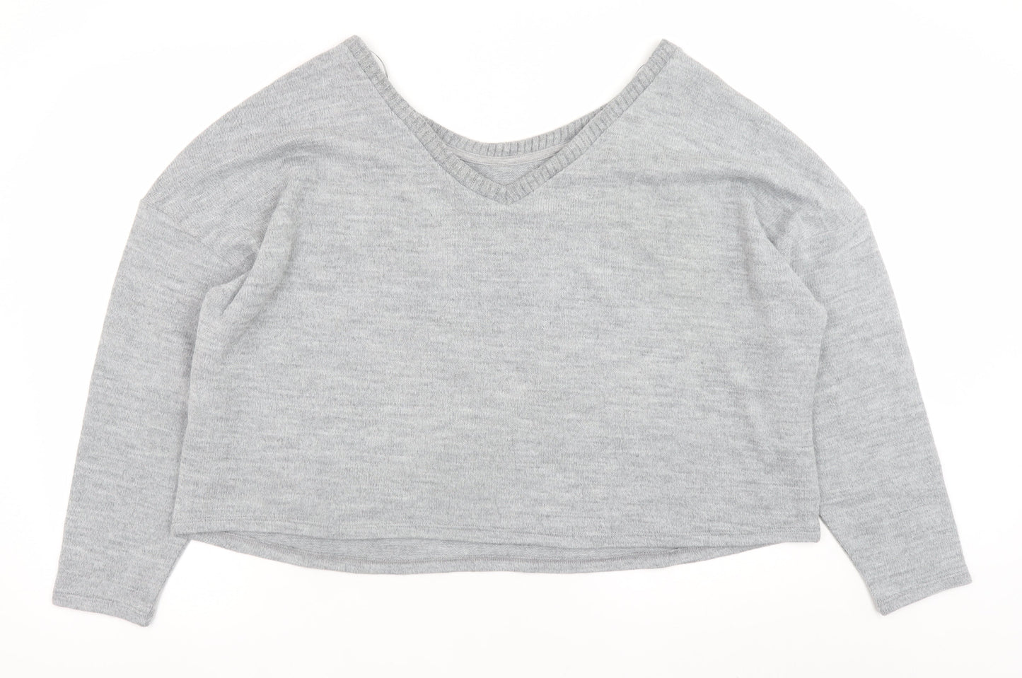 Marks and Spencer Women’s Grey V-Neck Long Sleeve Pullover Jumper Size 24