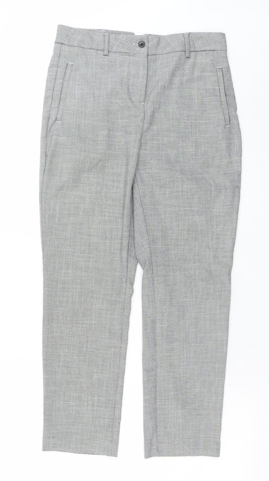 Next Women’s Grey Check Trousers Size 8 Regular Straight Leg Workwear