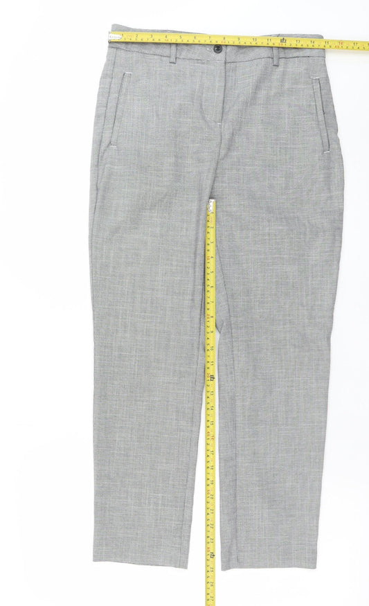 Next Women’s Grey Check Trousers Size 8 Regular Straight Leg Workwear