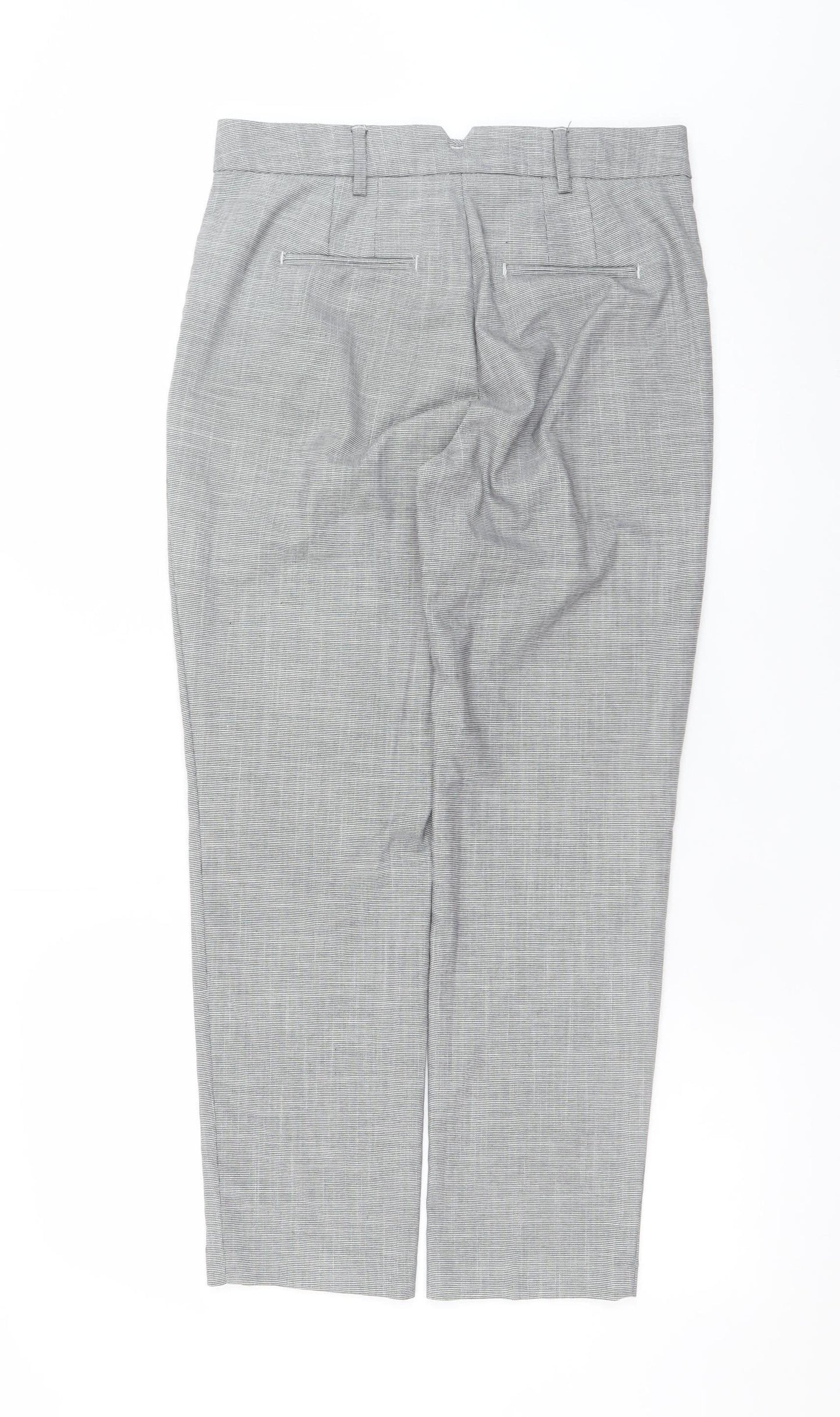 Next Women’s Grey Check Trousers Size 8 Regular Straight Leg Workwear
