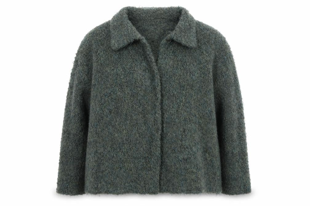 East Women’s Green Wool Blend Collared Cardigan XL