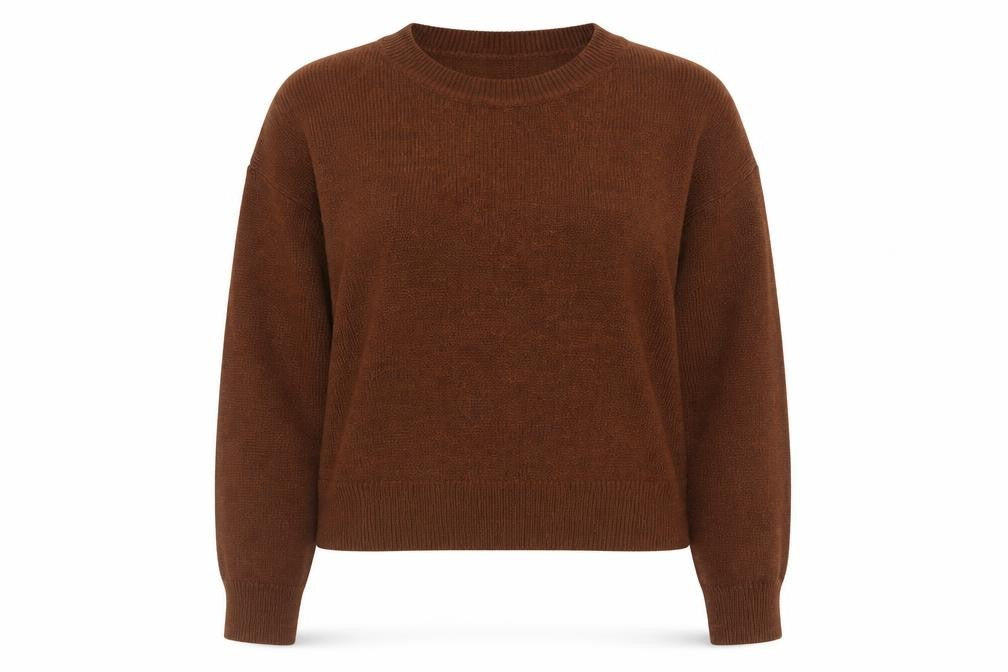 H&M Women Brown Acrylic Crew Neck Long Sleeve Pullover Jumper Size 12