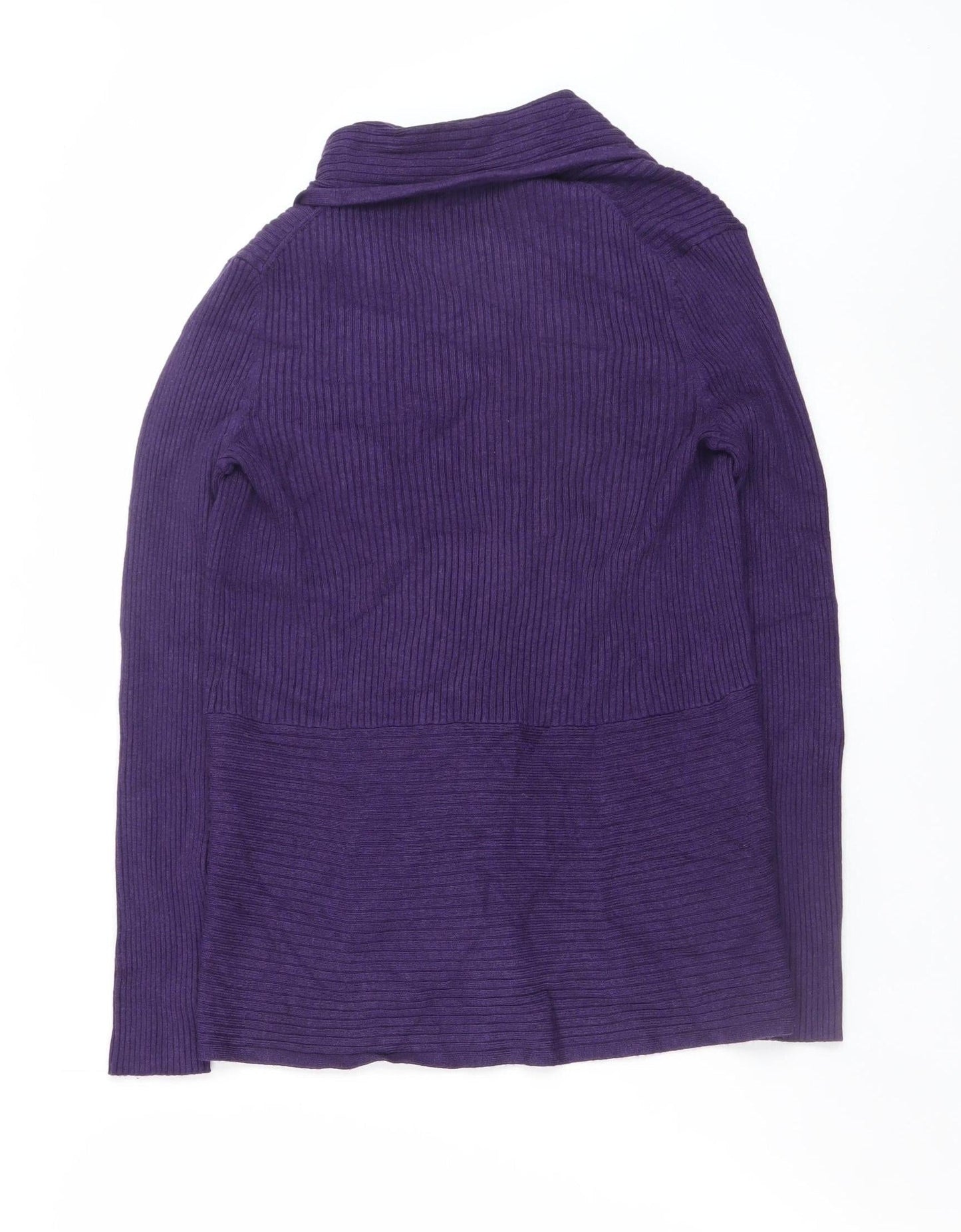 John Lewis Women's Purple Ribbed Long Sleeve Open Cardigan Size 10