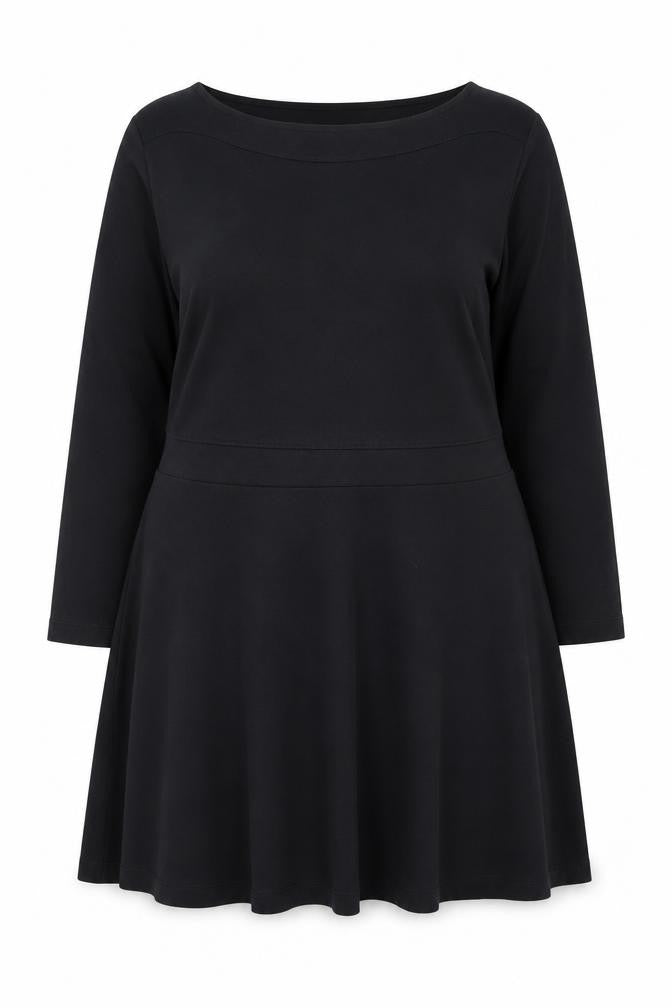 Bonprix Women's Black A-Line Jersey Dress Size 16 Long Sleeve
