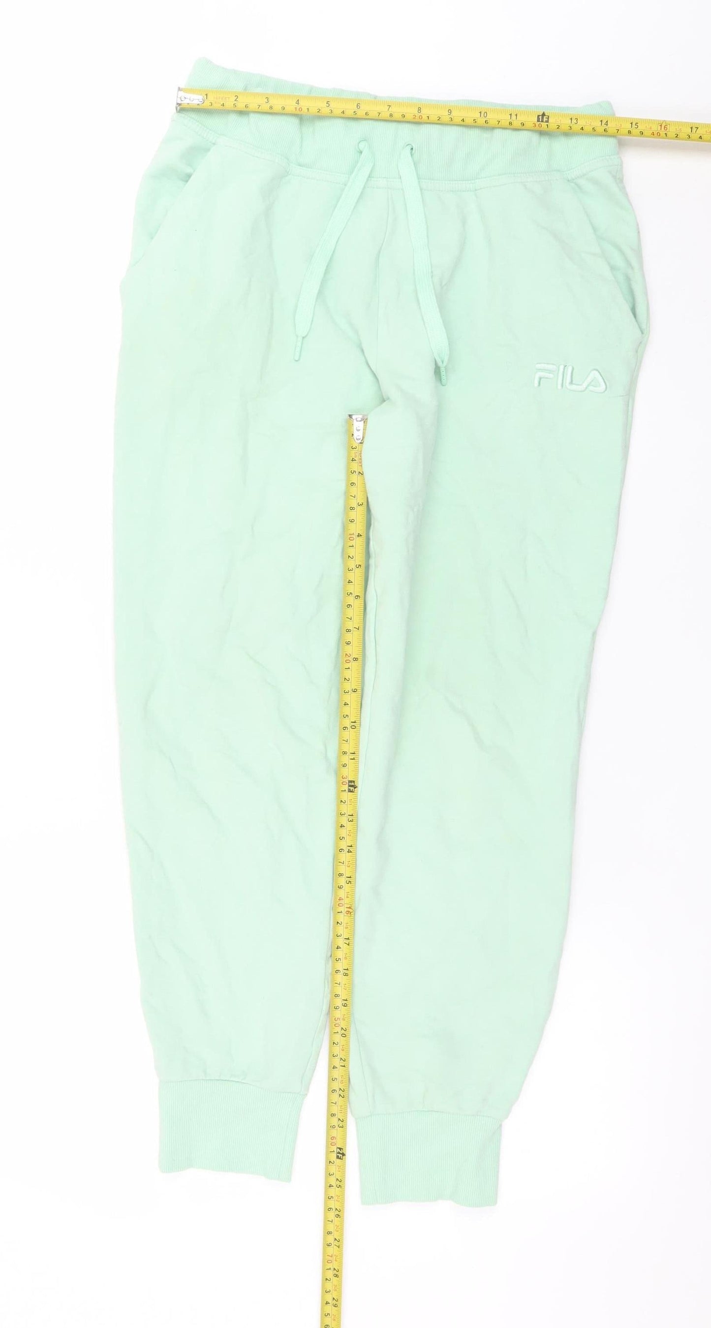 Fila Womens Green Jogger Trousers M Cotton Blend Logo Stretch