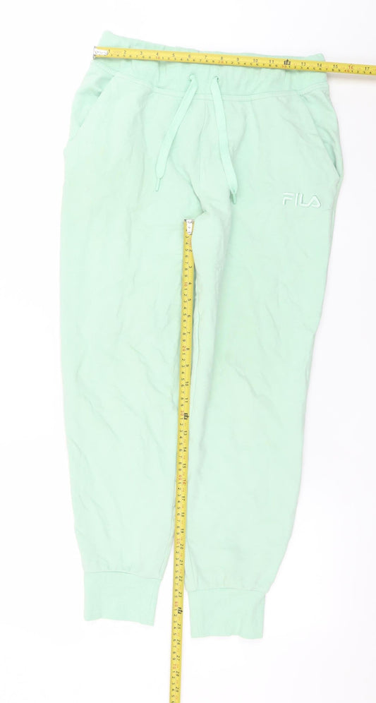 Fila Womens Green Jogger Trousers M Cotton Blend Logo Stretch
