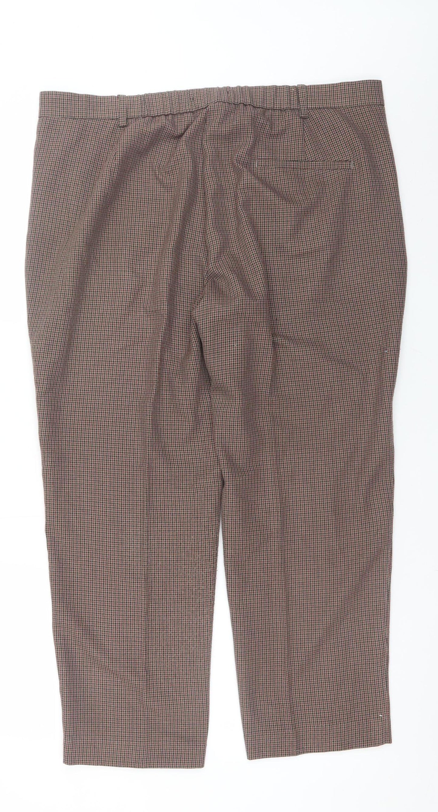 Marks and Spencer Women's Brown Check Straight Trousers Size 18