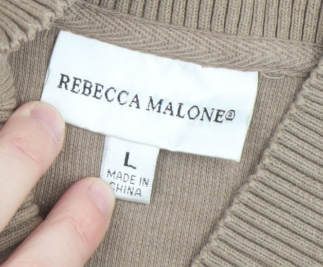 Rebecca Malone Women Beige L Knit Pullover Jumper with Buckle Detail