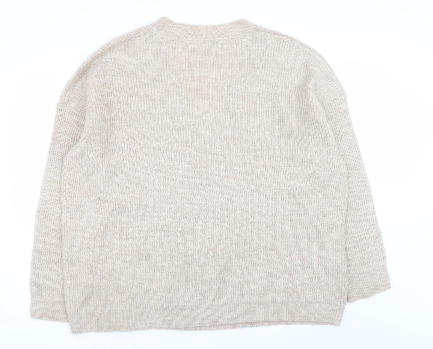 JD Williams Women's Beige V-Neck Relaxed Knit Jumper Size 20