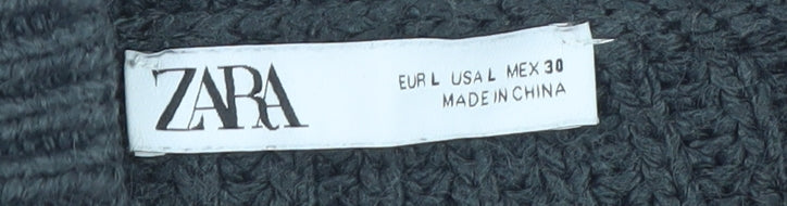 Zara Women’s Grey Chunky Knit Belted Cardigan Jumper L