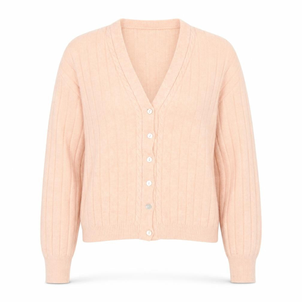 Marella Women Beige Wool Angora V-Neck Button Cardigan M
