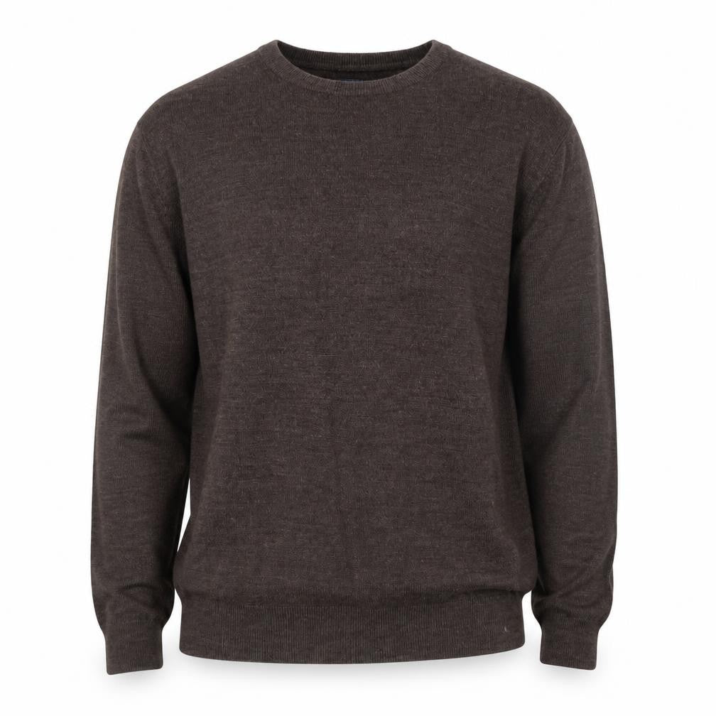 Atlantic Bay Men Brown L Supersoft Acrylic Crew Neck Jumper