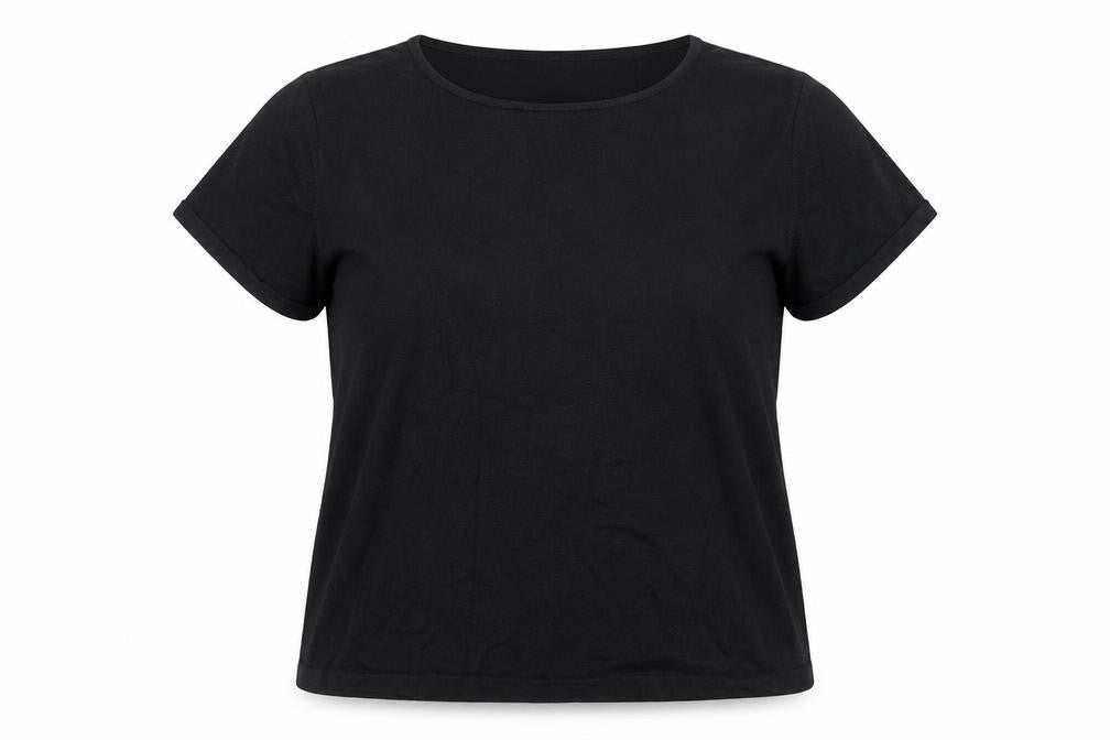 Investments Women Black 18 Plus Short Sleeve Cotton Blend T-Shirt