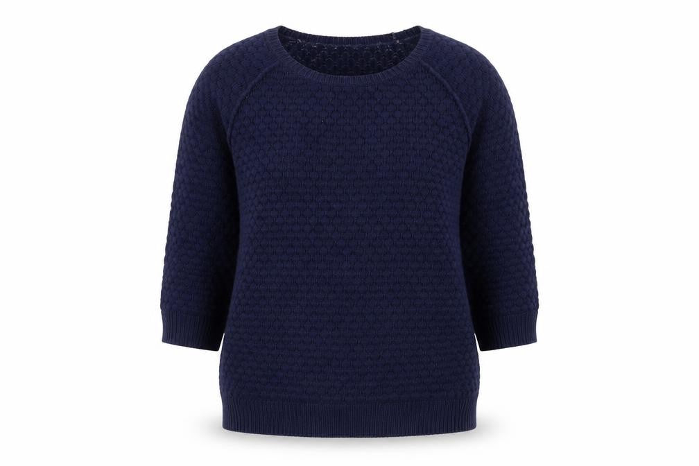 Whistles Women's Blue Knit Cotton Blend Crew Neck Jumper UK 10
