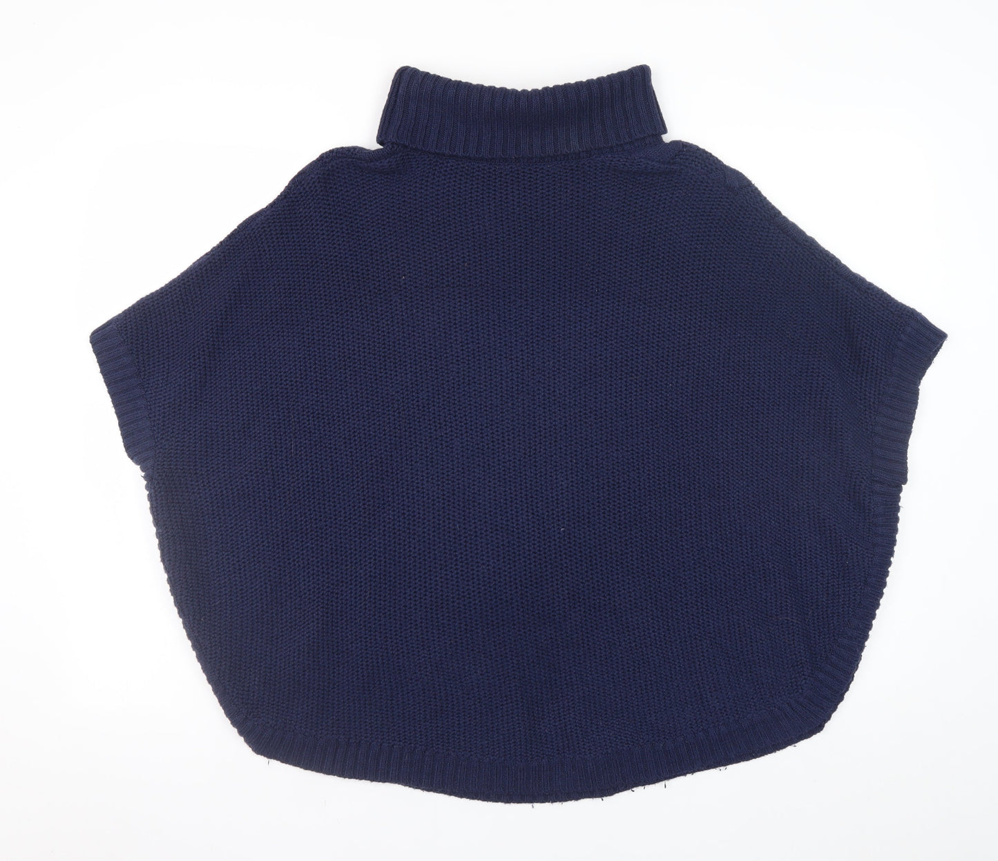 John Lewis Girls Navy Cable Knit Cape 13-14 Years Acrylic Blend