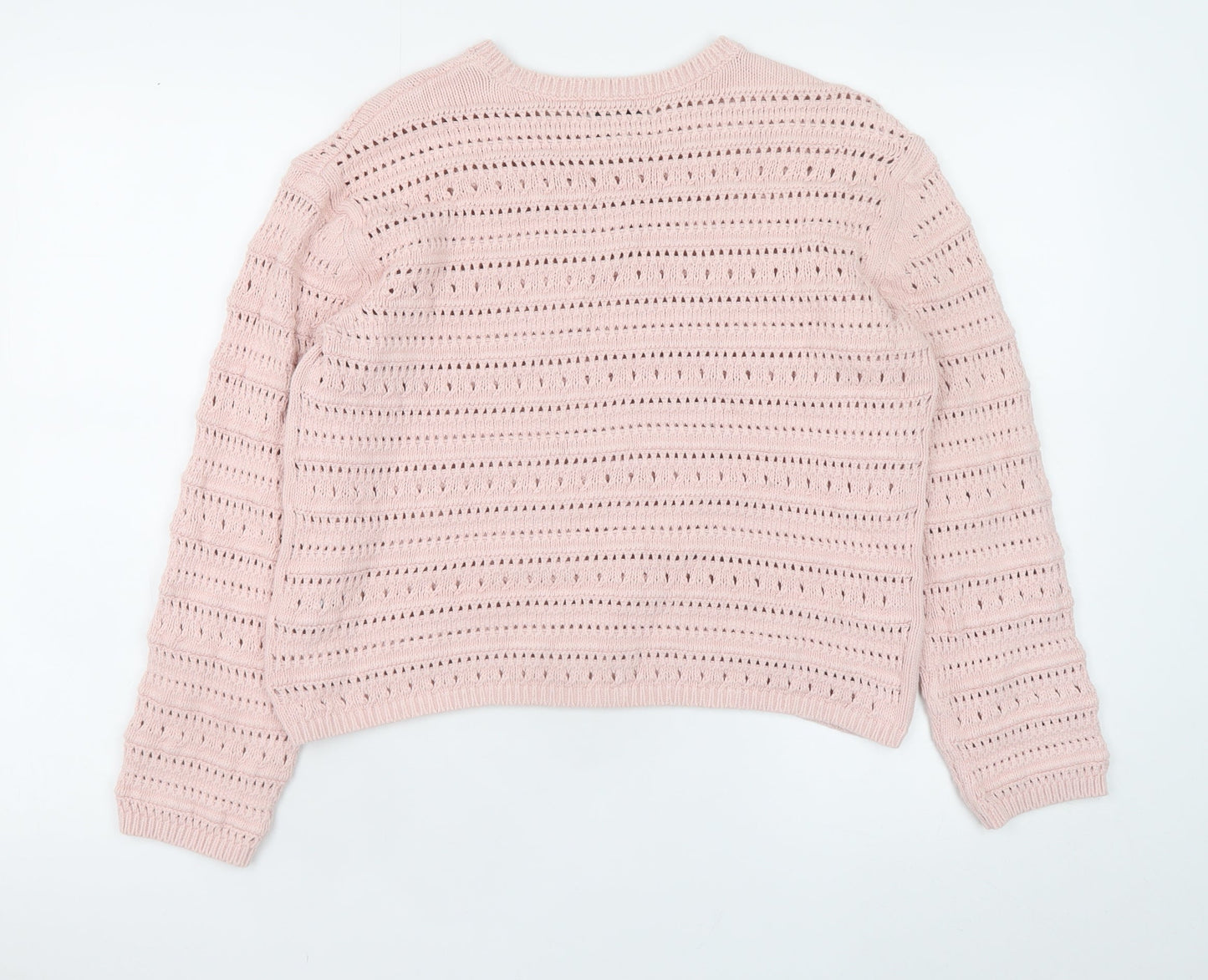 Marks and Spencer Women Pink Open Knit Cotton Jumper Medium