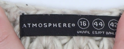 Atmosphere Women Beige Open Knit Long Sleeve Pullover Jumper Size 16
