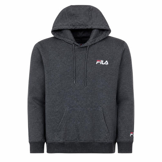 FILA Men's Grey Pullover Hoodie S Logo Fleece Sweatshirt