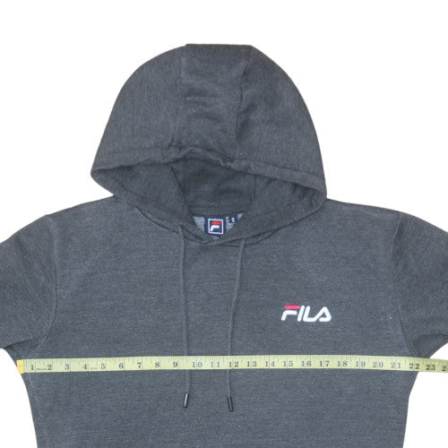 FILA Men's Grey Pullover Hoodie S Logo Fleece Sweatshirt