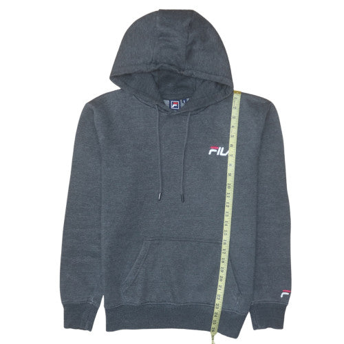 FILA Men's Grey Pullover Hoodie S Logo Fleece Sweatshirt