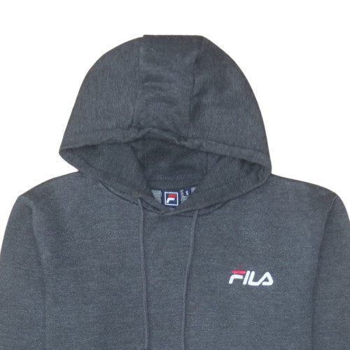 FILA Men's Grey Pullover Hoodie S Logo Fleece Sweatshirt