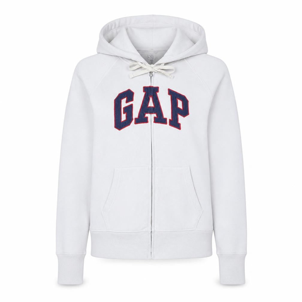 GAP Women's White Full Zip Hoodie XS Cotton Blend Logo Casual
