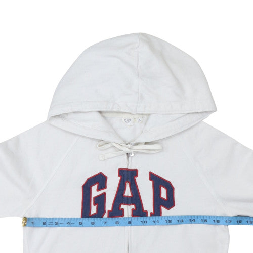 GAP Women's White Full Zip Hoodie XS Cotton Blend Logo Casual