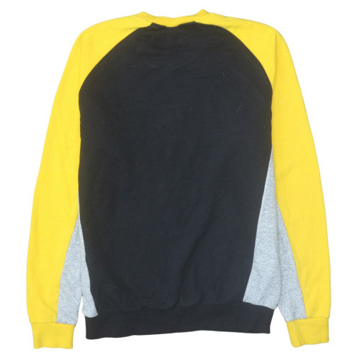 Champion Men's Black Yellow Colourblock Crew Neck Sweatshirt Medium