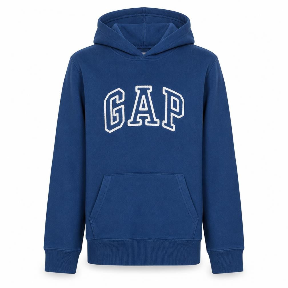 Gap Men’s Blue Pullover Hoodie M Regular Fit Logo Fleece Sweatshirt
