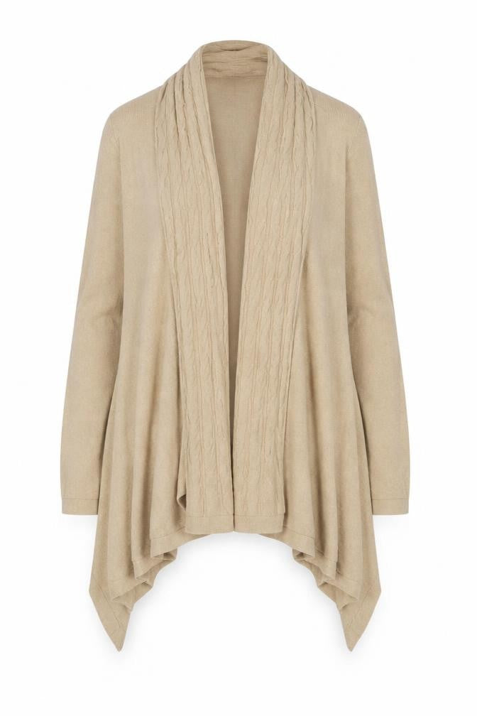 Marks and Spencer Women Beige Long Sleeve Cable-Knit Cardigan Size 14
