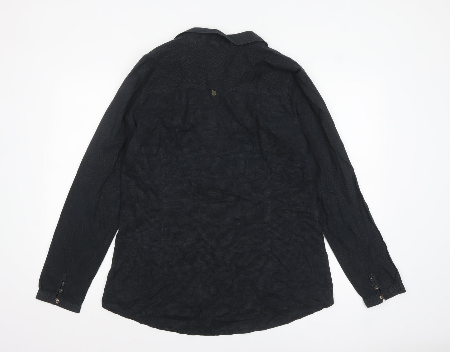 OPUS Women's Black Cotton Ruffle Trim Long Sleeve Blouse Size 16