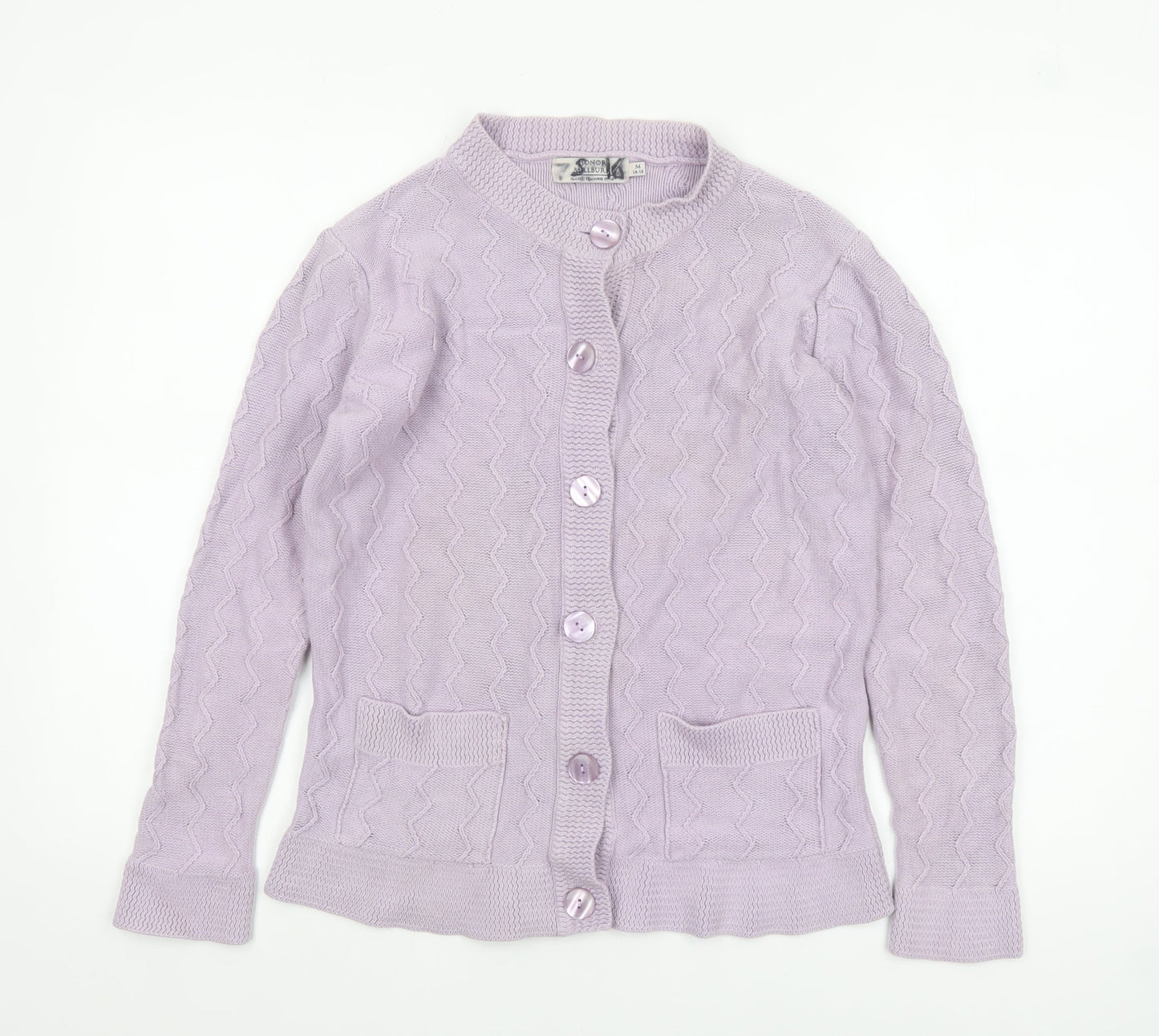 Honor Millburn Women's Lilac Cotton Cardigan Size 14-16 Classic Knit