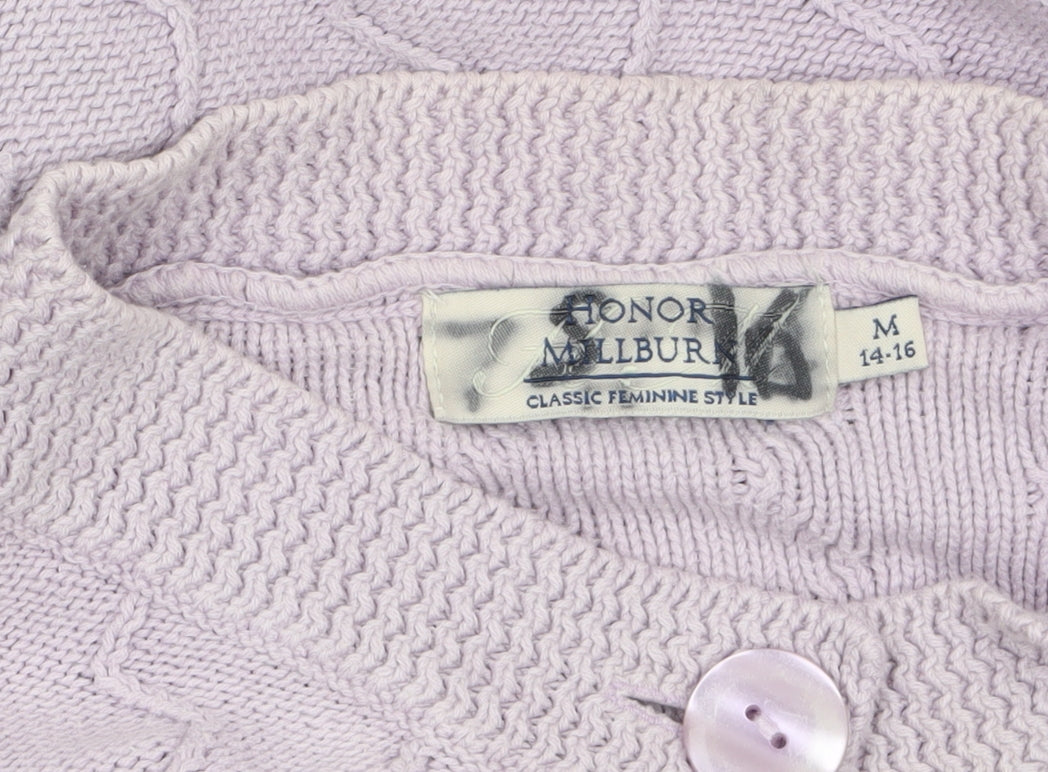 Honor Millburn Women's Lilac Cotton Cardigan Size 14-16 Classic Knit
