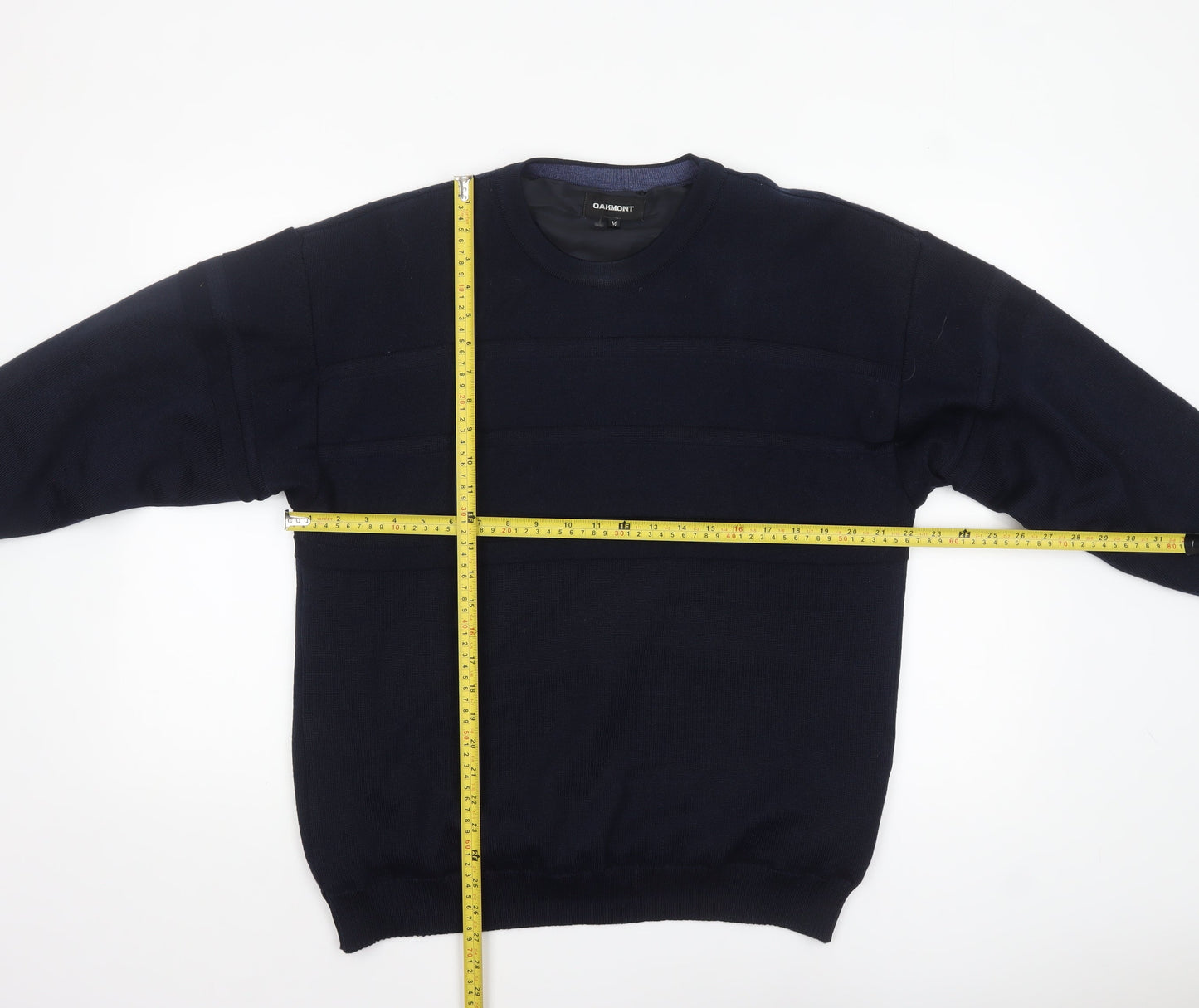 Oakmont Men's Blue Wool Blend Crew Neck Pullover Jumper Size M