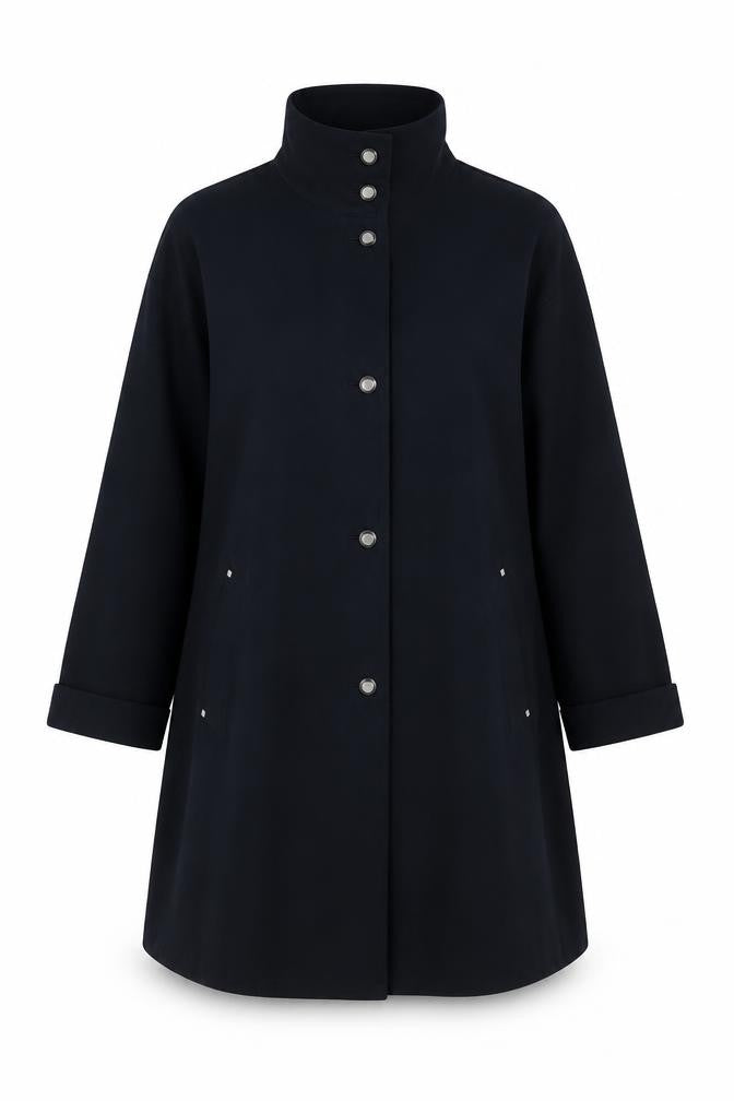 ELVI Women’s Black Size 14 Mid-Length Button Overcoat